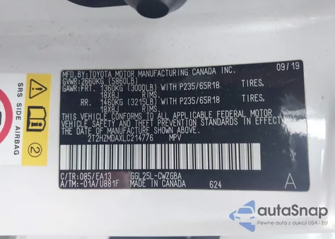 2020 Lexus Rx 350 z USA, uszkodzony, nr VIN 2T2HZMDAXLC214776